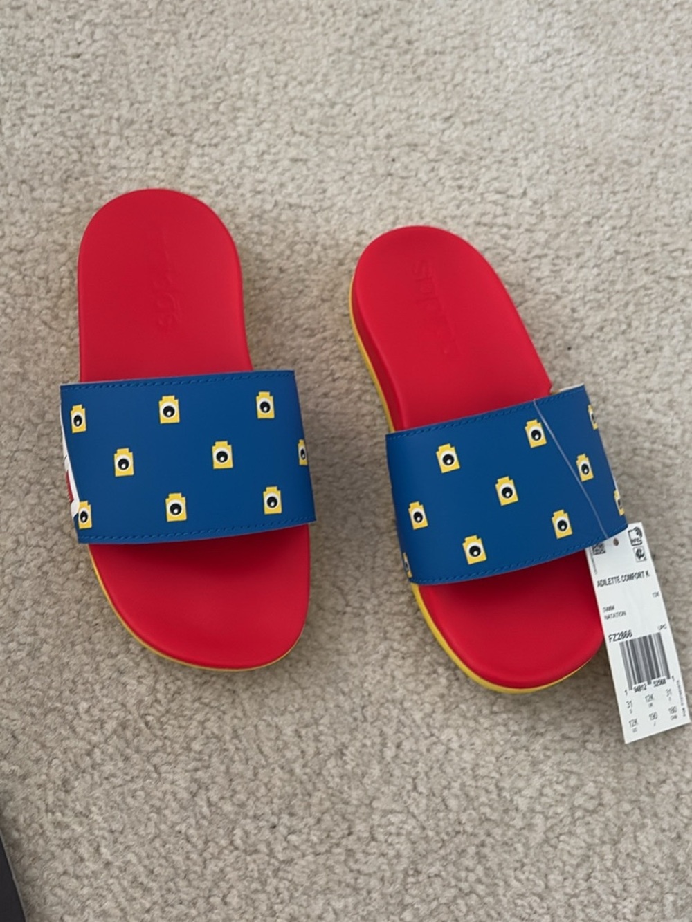 adidas x LEGO Kids Blue Red Yellow Slide Sandals